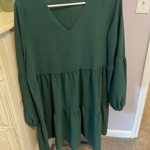 Emerald green long sleeve tiered dress size L